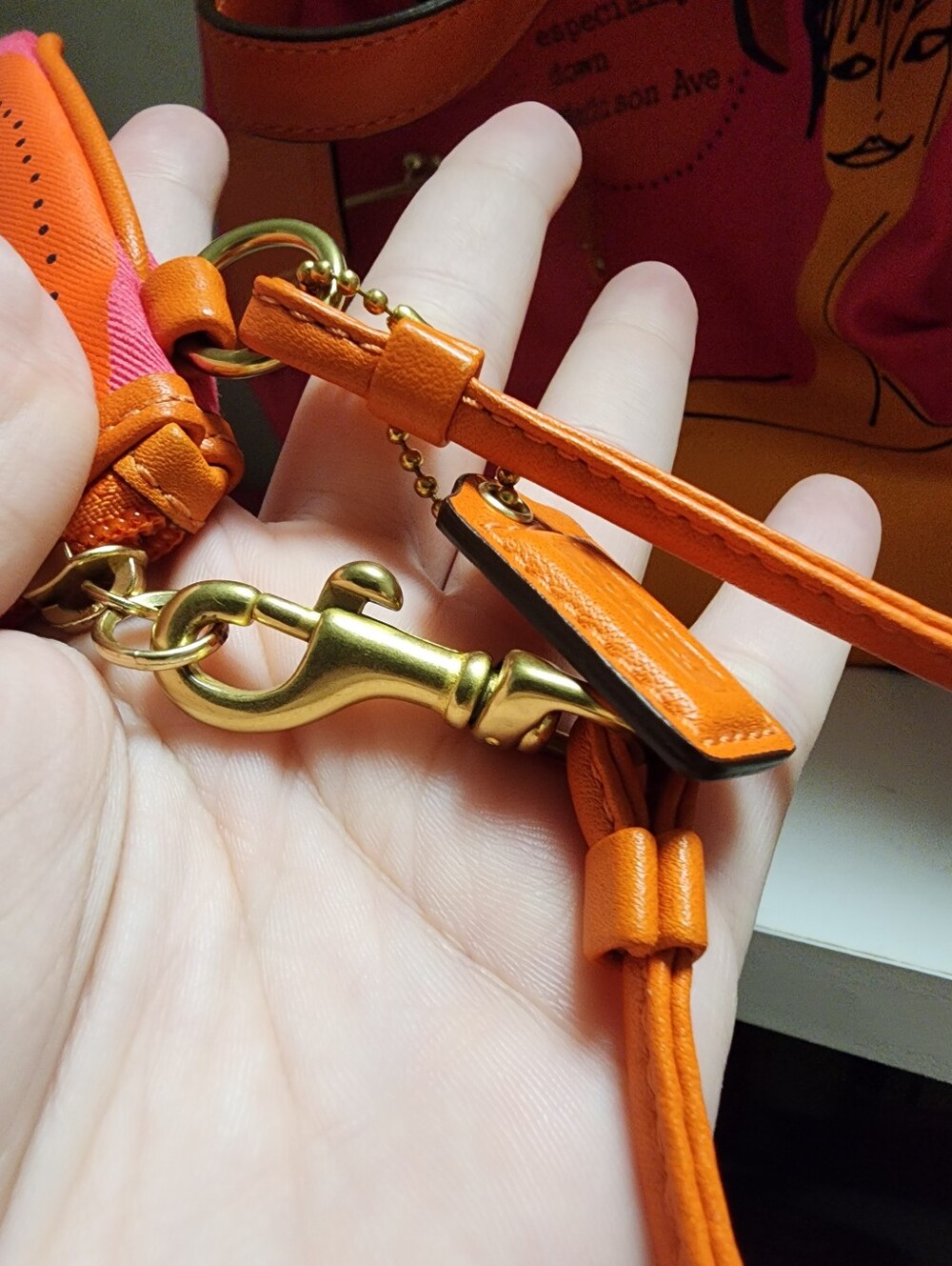 Coach Bonnie Cashin Kisslock Wristlet, Orange & Pink, EUC, 2008 - Picture 8 of 8